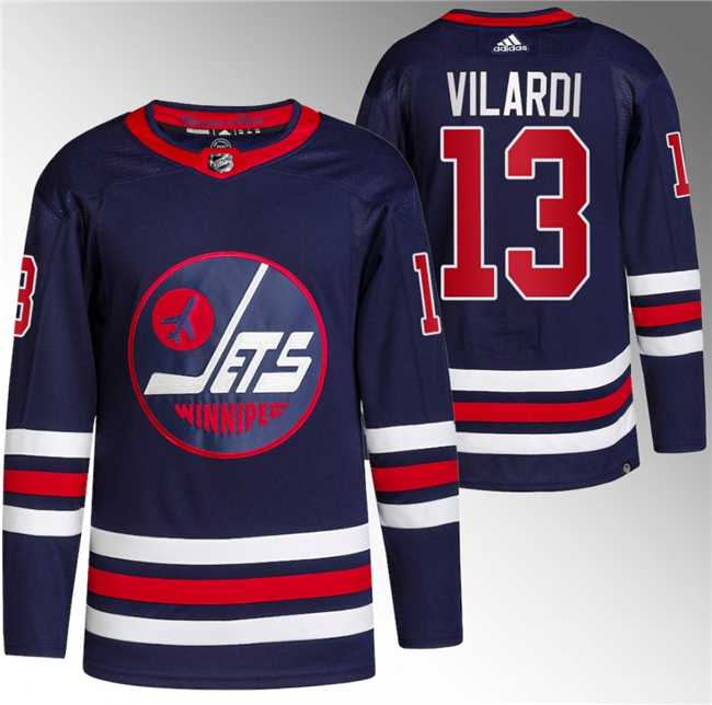 Mens Winnipeg Jets #13 Gabriel Vilardi 2021-22 Navy Stitched Jersey